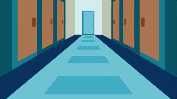 NonSlip Flooring A focused depiction of flooring materials in a hallway demonstrating nonslip surfaces with clear texture patterns.. vector