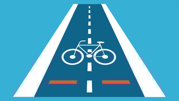Wide Path with Markings An illustration of a wide biking path with bright clear markings indicating lanes for adaptive bicycles and tricycles making it easy for users to navigate.. vector