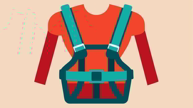 Hiking Harness A design of an adaptive hiking harness that wraps around the torso with adjustable ss allowing caregivers to assist those who need support while hiking.. vector