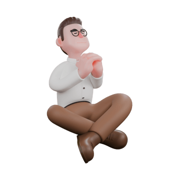 3D Illustrated of Professional Male Sociologist. A male sociologist is sitting cross-legged facing the left side with both hands as if praying or asking. Male Professional png