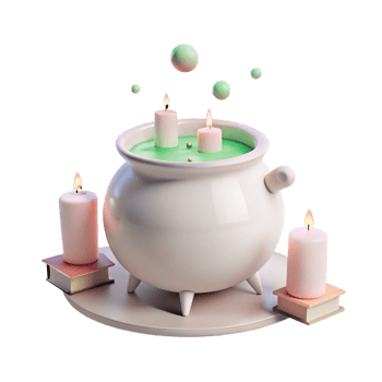 Cauldron with Candles and Bubbling Potion png