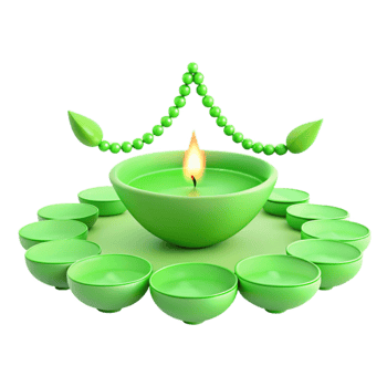 Green Diya Candles with Garland png