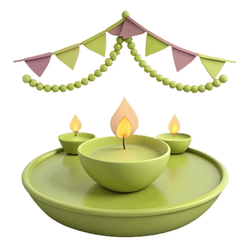 3D Rendered Illustration of Candles and Garland Decorations png