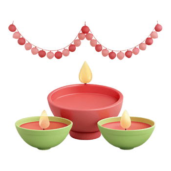 Diya Candles with Garland Decoration png