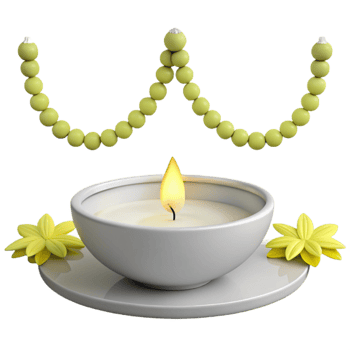 Candle with Yellow Garland Decoration png