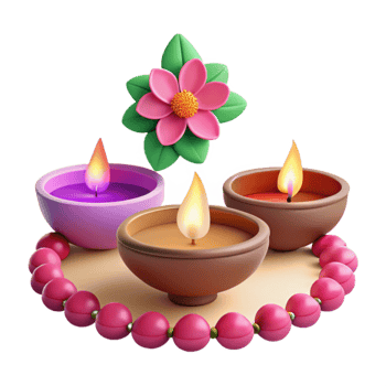 Three Candles with Flower and Beads png