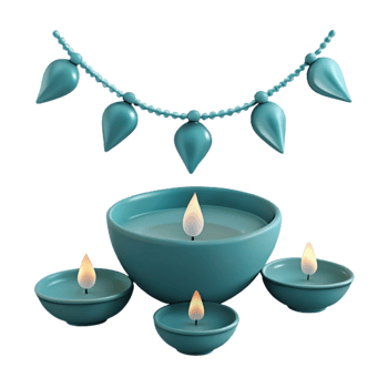 Teal Candles with Garland Decoration png