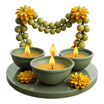 Three Lit Candles with Green Garland png