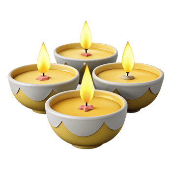 Four Yellow Candles with Flames png