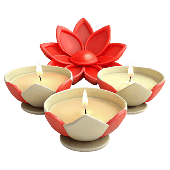 Three Candles with a Red Lotus Flower png