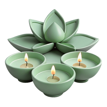 Lotus Candle Holder with Three Candles png