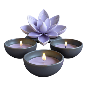 Lotus Flower Candle Holder with Three Candles png
