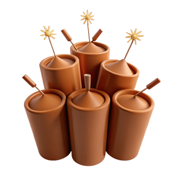 Brown Cylindrical Containers with Golden Stars on Top png