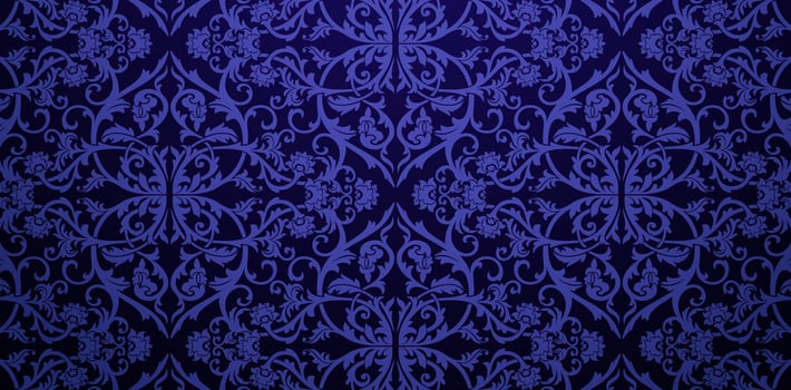 Seamless ornamental damask wallpaper patterned dark blue backgrounds Can be used as backgrounds fills pages, surface textures, books covers, fabrics printing papers, textiles tiles interior decoration vector