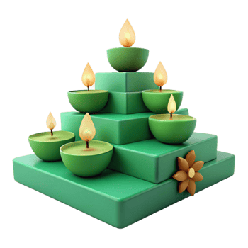 Green Candles on a Pyramid of Squares png