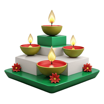 Diwali Decoration with Candles and Flowers png