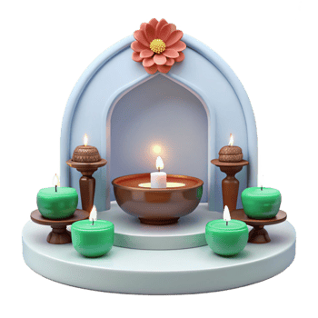 3D Rendered Candles on Altar with Flower png