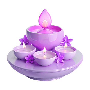 Purple Candles and Flowers on a Tray png
