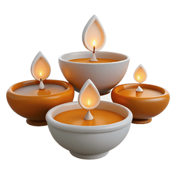 Four Lit Candles in Bowls A Symbol of Hope and Light png