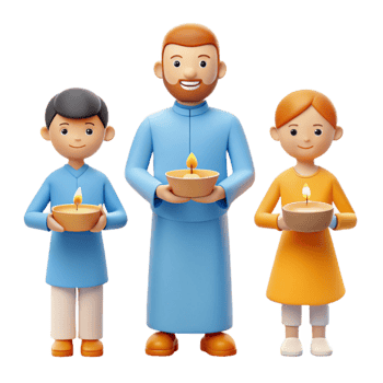 Family Celebrating a Festive Occasion with Lit Candles png