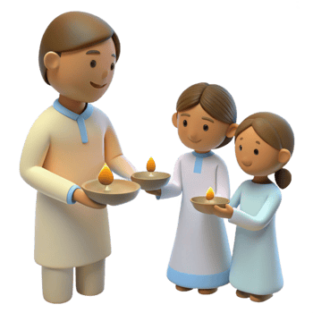 Family Celebrating with Diyas png