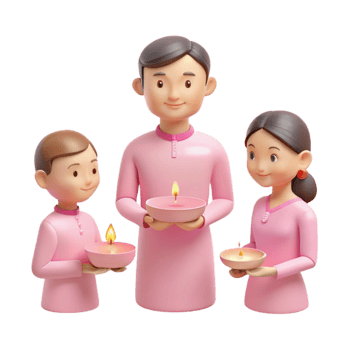 Family Holding Lit Candles png