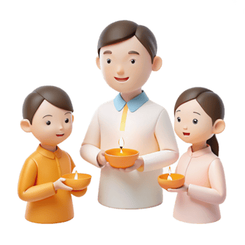 Family Celebrating With Lit Candles png