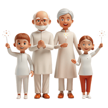 Family Celebration with Sparkles png