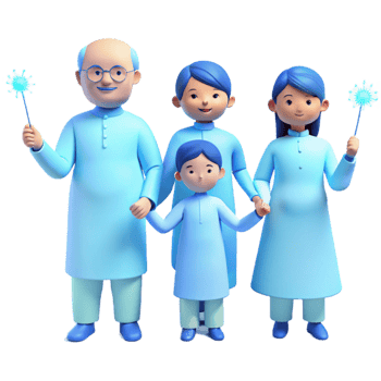 Happy Family Celebration with Sparkler Lights png