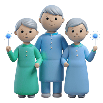 Three Cartoon Characters Holding Sparkly Wands png