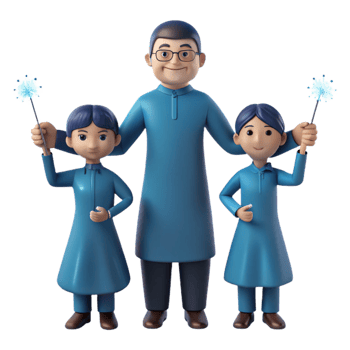 Happy Family with Sparkler Celebration png