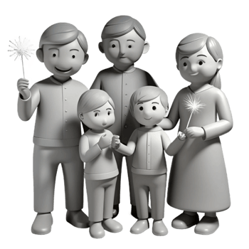 Smiling Family with Sparklers png