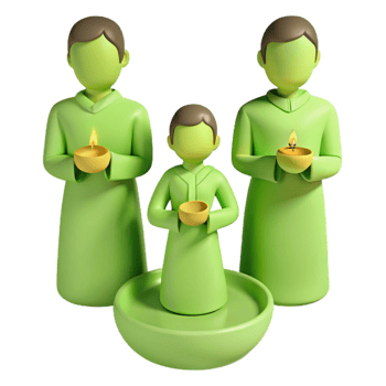 3D Render of Figures Holding Candles png