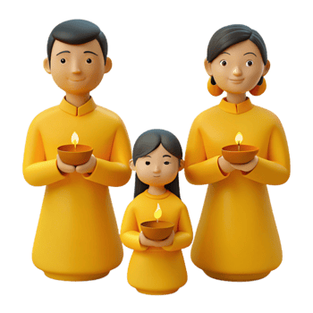 Family Celebrating with Lit Candles png