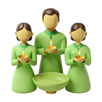3D Illustration of People Holding Lit Candles png