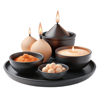 Relaxing Spa Scene with Candles, Powder, and Stones png