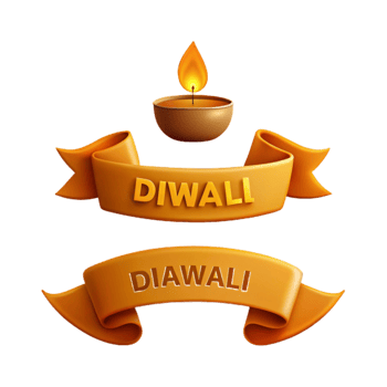 Diwali Festival Celebration with Ribbons and a Burning Diya png