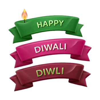 Happy Diwali Celebration with Ribbons and Candle png