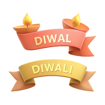 Diwali Celebration with Candles and Ribbons png