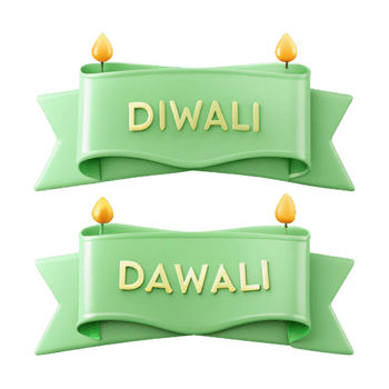Diwali Celebration with Green Ribbon and Candles png