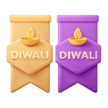 Diwali Festive Banners with Candle Icon in 3D png