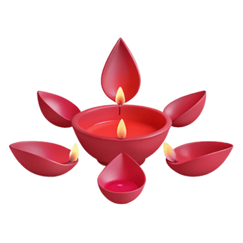 Red Diya Lamps with Flames png