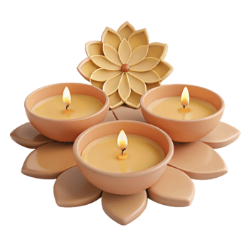 Three Candles in a Lotus Flower Design png