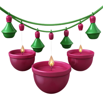 Three Pink Candles with Green Decorations png