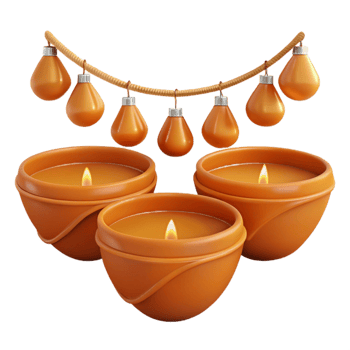 Three Burning Candles with a Festive Garland png