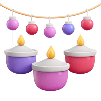 3D Rendered Festive Hanging Lights and Candles png