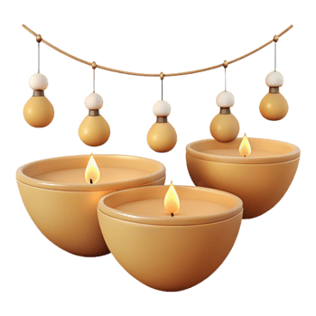 Golden Candles with String of Lights png
