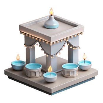3D Render of a Small Altar with Burning Candles png