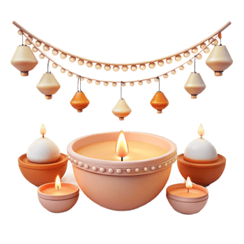 Candles and Garland Decoration png