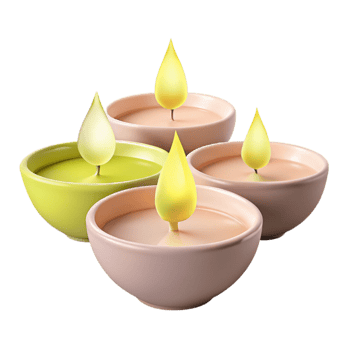 Four Burning Candles in Different Colored Holders png